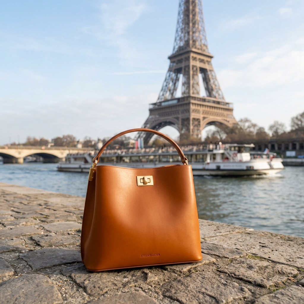 ATELIERIRA Brown Leather Bucket Handbag